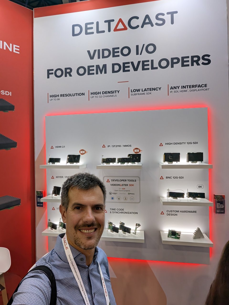 The DELTACAST stand, advertising video I/O for OEM developers with IP, ST 2110 and NMOS support up to 8K