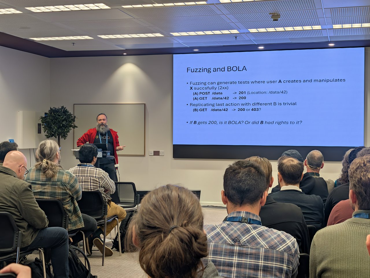 Slide asking whether a 200 response for a second user indicates a BOLA vulnerability