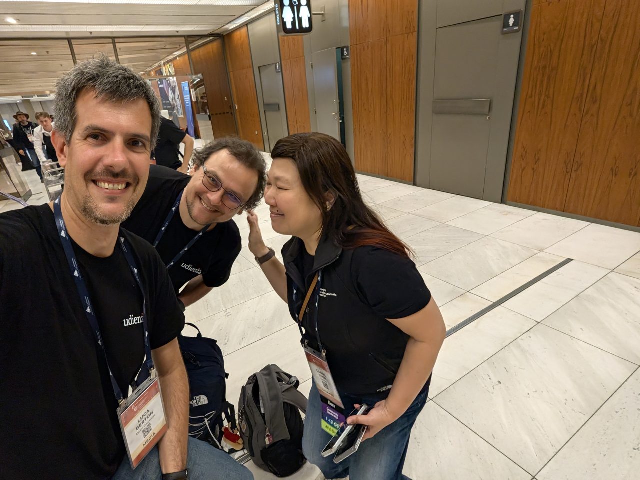 The host, Marcin Czupryniak and Carol Chen at the Prague Congress Centre